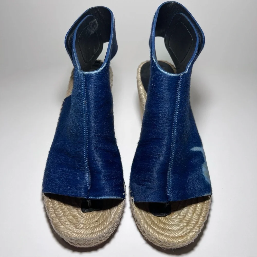 Celine Pony Hair Espadrille Wedge Sandals